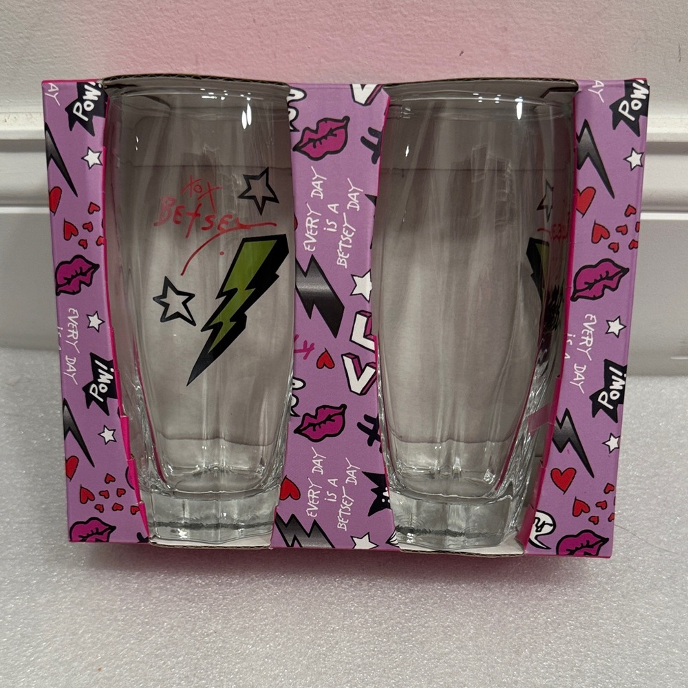 Betsey Johnson Purple Lightning Glasses, Set of 2